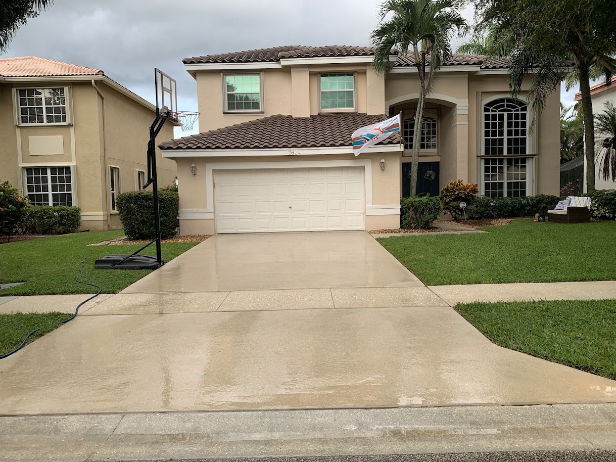Residential driveway after cleaning