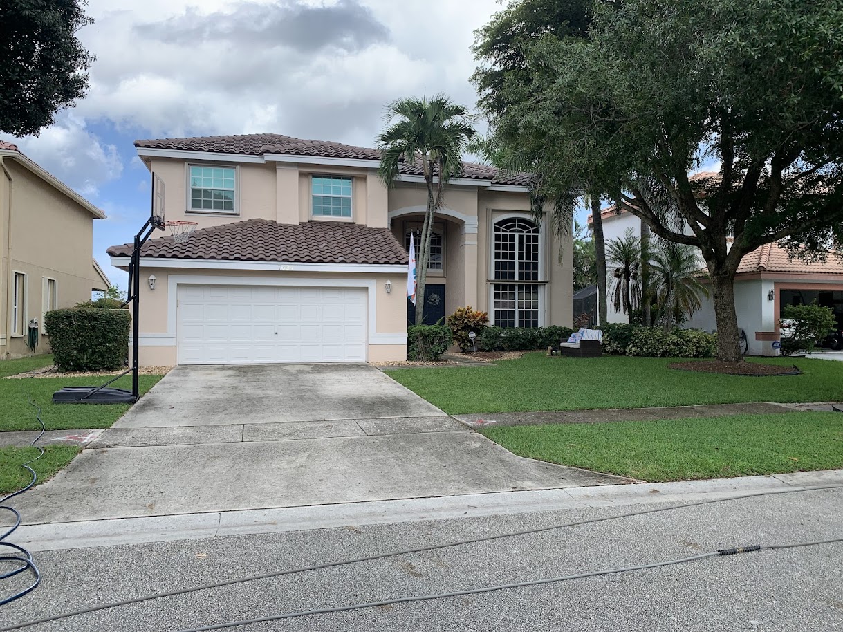 Residential driveway before cleaning
